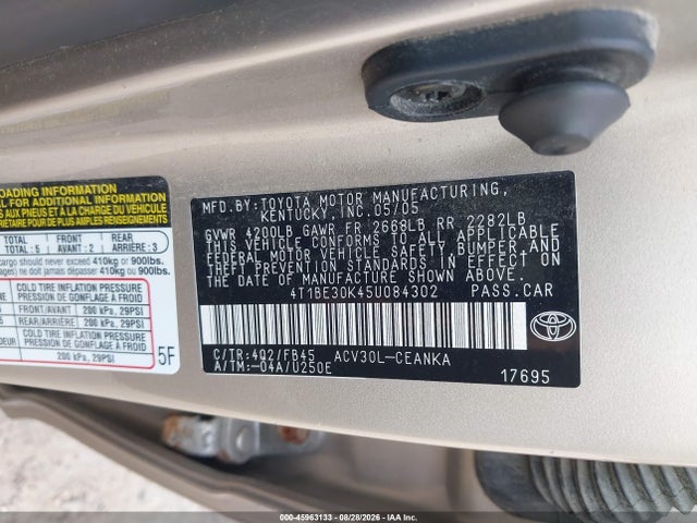 Продаж на аукціоні авто 2005 Toyota Camry Le, vin: 4T1BE30K45U084302, номер лоту: 45963133