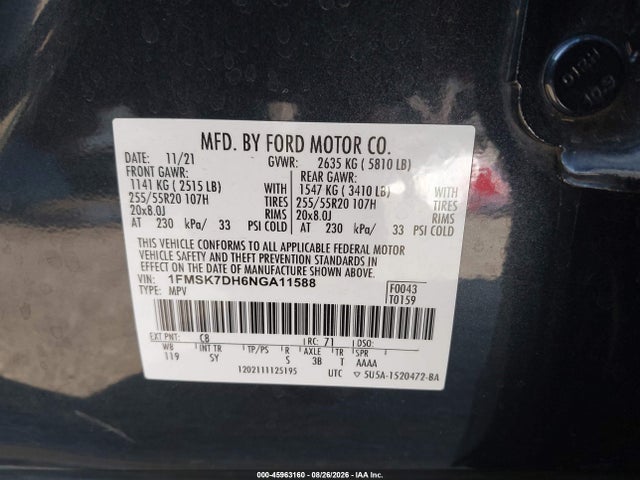 Ford EXPLORER XLT 2022 1FMSK7DH6NGA11588 Image 9
