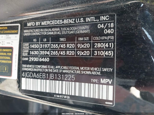 Продаж на аукціоні авто 2018 Mercedes-benz Amg Gle 43 4matic, vin: 4JGDA6EB1JB131225, номер лоту: 45963166