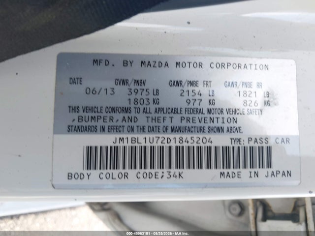 Продаж на аукціоні авто 2013 Mazda Mazda3 I Sport, vin: JM1BL1U72D1845204, номер лоту: 45963181