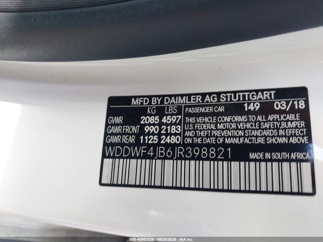 Продажа на аукционе авто 2018 Mercedes-benz C 300, vin: WDDWF4JB6JR398821, номер лота: 45963326