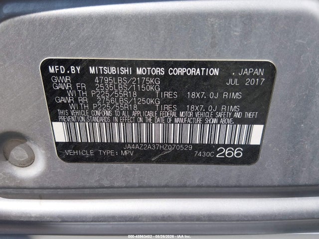 Mitsubishi Outlander Es 2017 JA4AZ2A37HZ070529 Image 9
