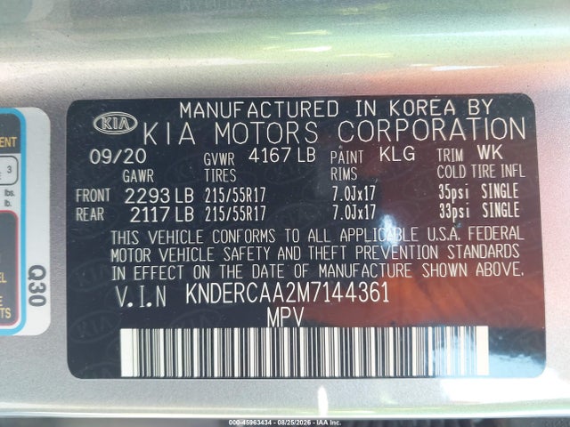 Продажа на аукционе авто 2021 Kia Seltos Ex, vin: KNDERCAA2M7144361, номер лота: 45963434