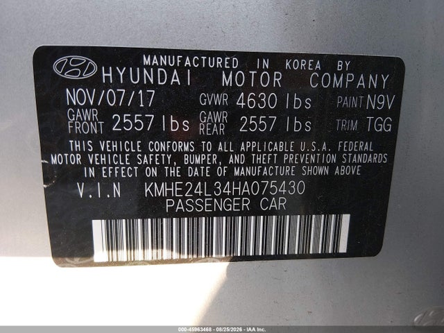KMHE24L34HA075430 Hyundai Sonata Hybrid Se