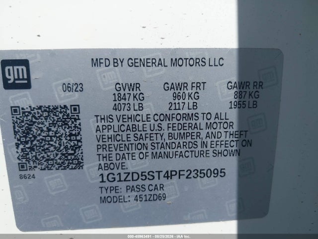 Продажа на аукционе авто 2023 Chevrolet Malibu Fwd 1lt, vin: 1G1ZD5ST4PF235095, номер лота: 45963491