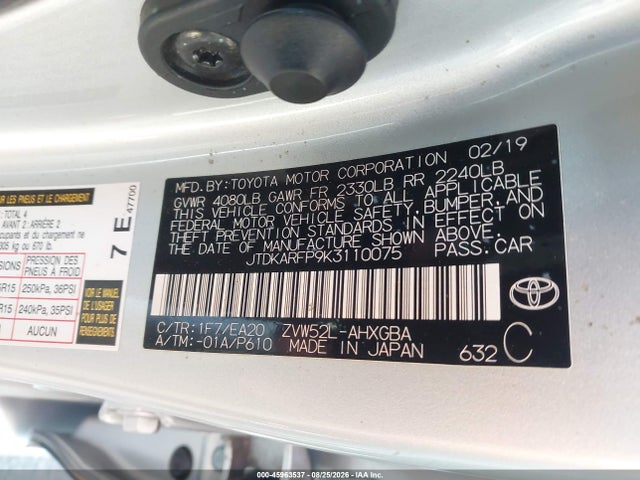 Toyota Prius Prime Premium 2019 JTDKARFP9K3110075 Image 9
