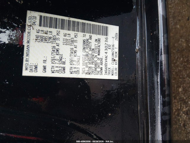 Aukcja sprzedaży 2010 Nissan Frontier Pro-4x, vin: 1N6AD0EV4AC430236, numer aukcji: 45963556
