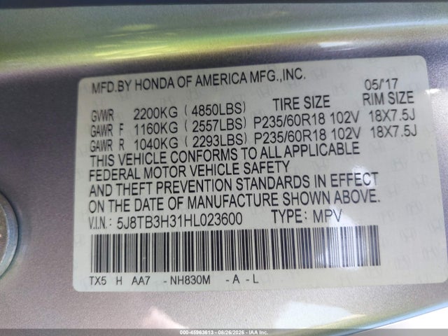 Acura Rdx Acurawatch Plus Package 2017 5J8TB3H31HL023600 Image 9