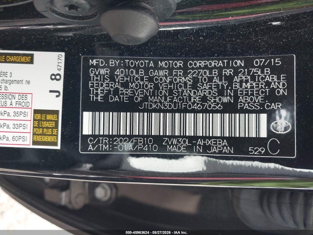 Toyota Prius Three 2015 JTDKN3DU1F0467056 Image 9