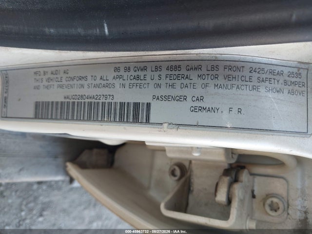 Aukcja sprzedaży 1998 Audi A4 Avant Quattro, vin: WAUGD28D4WA227973, numer aukcji: 45963732