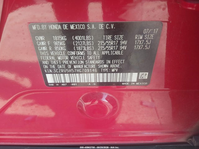 3CZRU5H57HG709146 Honda HR-V EX