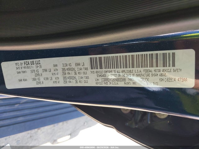 Продажа на аукционе авто 2019 Ram 1500 Limited  4x2 5'7 Box, vin: 1C6RREHT2KN683308, номер лота: 45963890