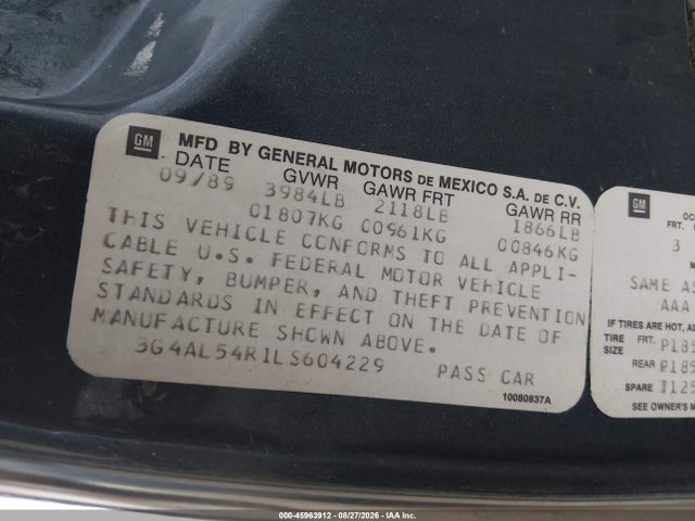 Продаж на аукціоні авто 1990 Buick Century Limited, vin: 3G4AL54R1LS604229, номер лоту: 45963912