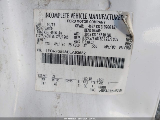 2014 Ford F-350 Chassis Xl მანქანა იყიდება აუქციონზე, vin: 1FDRF3E68EEA93652, აუქციონის ნომერი: 45963920