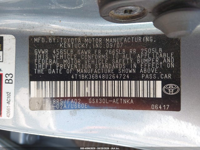 2008 Toyota Avalon Xl მანქანა იყიდება აუქციონზე, vin: 4T1BK36B48U264724, აუქციონის ნომერი: 45963929