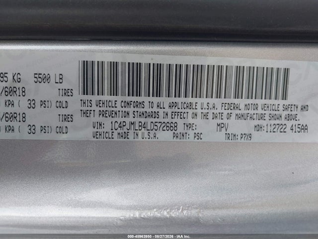 Продаж на аукціоні авто 2020 Jeep Cherokee Altitude 4x4, vin: 1C4PJMLB4LD572668, номер лоту: 45963950