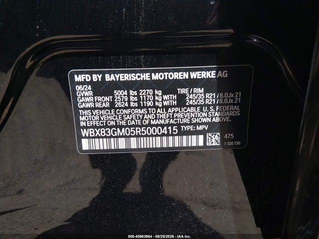 2024 Bmw X2 M35i მანქანა იყიდება აუქციონზე, vin: WBX83GM05R5000415, აუქციონის ნომერი: 45963964