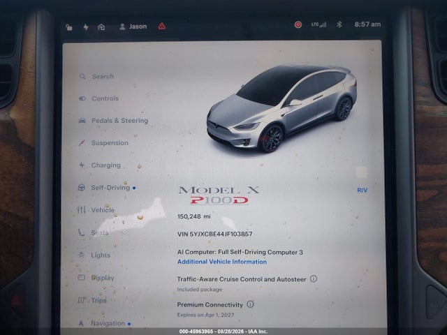 45963965 :رقم المزاد ، 5YJXCBE44JF103857 vin ، 2018 Tesla Model X 100d/75d/p100d مزاد بيع
