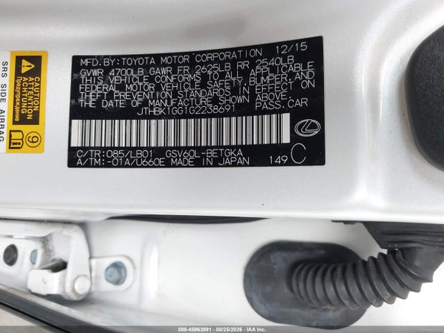 Продаж на аукціоні авто 2016 Lexus Es 350, vin: JTHBK1GG1G2238691, номер лоту: 45963991