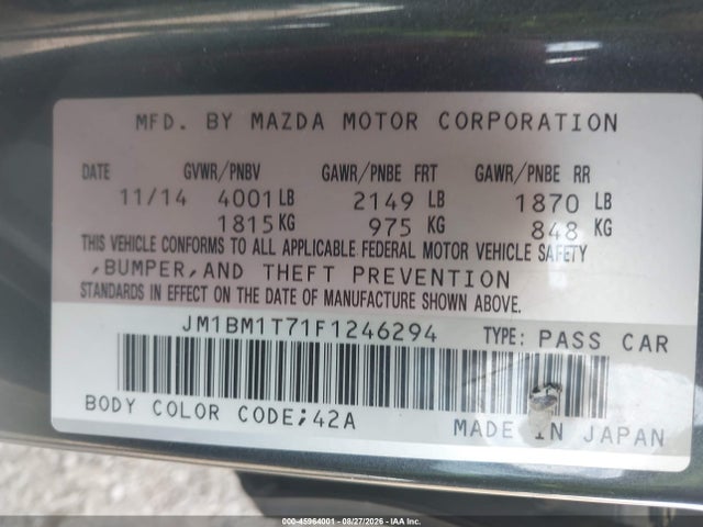Mazda Mazda3 I Sv 2015 JM1BM1T71F1246294 Image 9