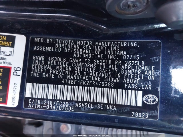 Toyota CAMRY LE 2015 4T4BF1FK2FR479398 Image 9