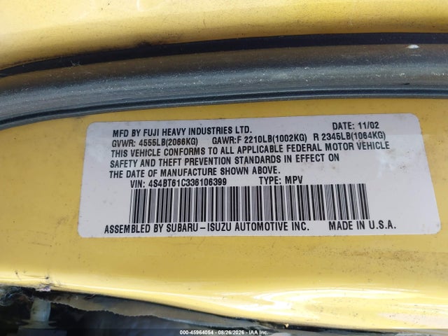 Продажа на аукционе авто 2003 Subaru Baja, vin: 4S4BT61C336106399, номер лота: 45964054