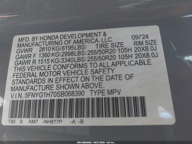 Honda Pilot Touring 2025 5FNYG1H70SB068390 Image 9