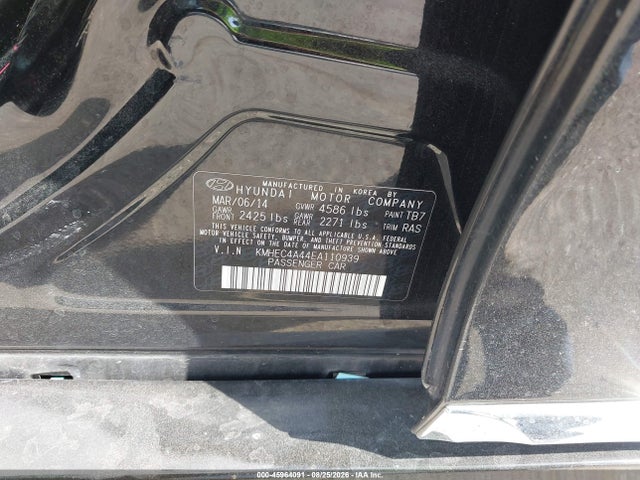 Aukcja sprzedaży 2014 Hyundai Sonata Hybrid Limited, vin: KMHEC4A44EA110939, numer aukcji: 45964091