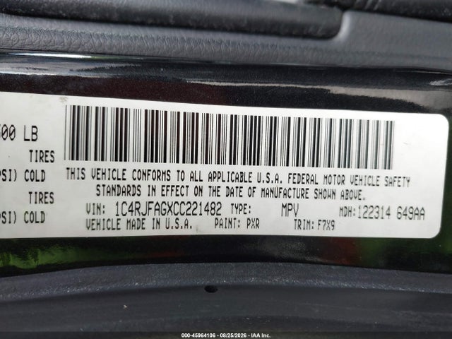 Продаж на аукціоні авто 2012 Jeep Grand Cherokee Laredo, vin: 1C4RJFAGXCC221482, номер лоту: 45964106