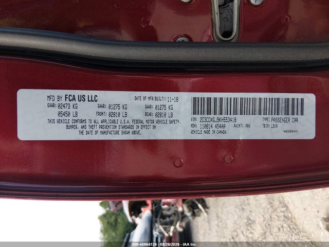 Aukcja sprzedaży 2019 Dodge Charger Scat Pack Rwd, vin: 2C3CDXGJ9KH553418, numer aukcji: 45964126