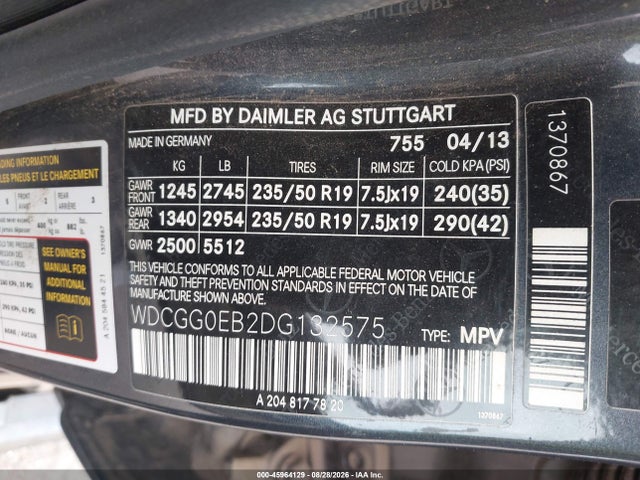 Продаж на аукціоні авто 2013 Mercedes-benz Glk 250 Bluetec 4matic, vin: WDCGG0EB2DG132575, номер лоту: 45964129