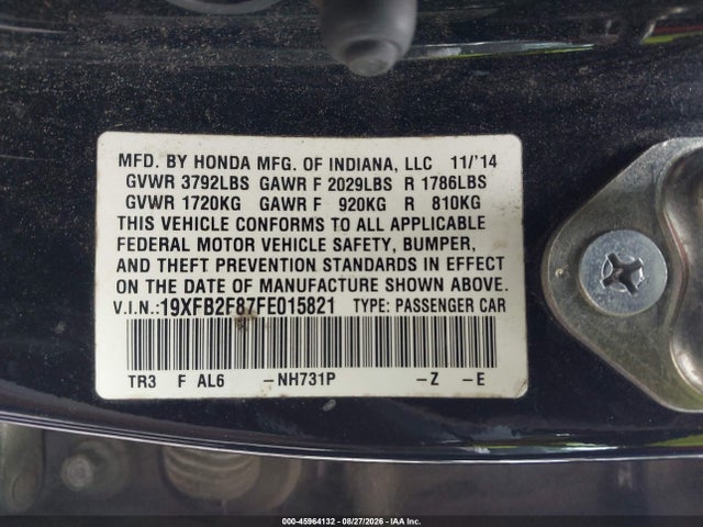 Honda CIVIC EX 2015 19XFB2F87FE015821 Image 9