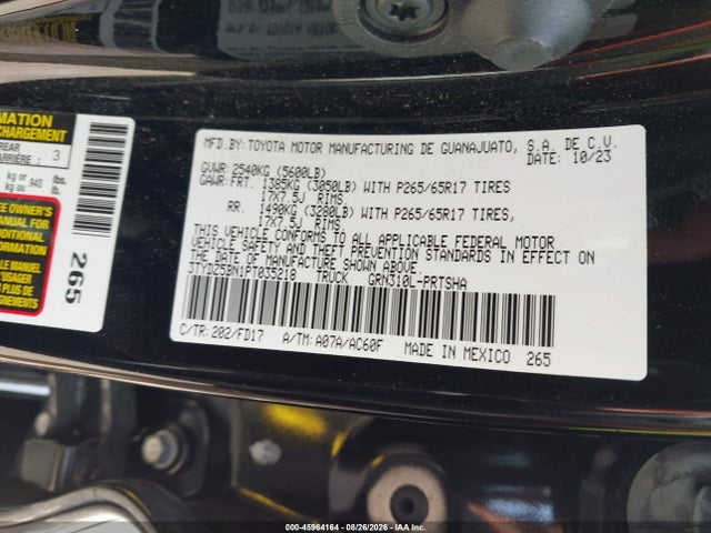 Продаж на аукціоні авто 2023 Toyota Tacoma Trd Sport, vin: 3TYDZ5BN1PT035218, номер лоту: 45964164