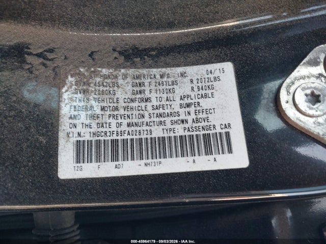 45964179 :رقم المزاد ، 1HGCR3F89FA028739 vin ، 2015 Honda Accord Exl مزاد بيع