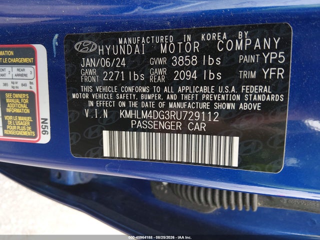 2024 Hyundai Elantra Sel მანქანა იყიდება აუქციონზე, vin: KMHLM4DG3RU729112, აუქციონის ნომერი: 45964188