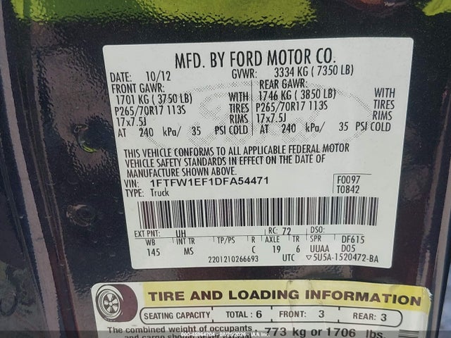 Продажа на аукционе авто 2013 Ford F-150 Xlt, vin: 1FTFW1EF1DFA54471, номер лота: 45964204