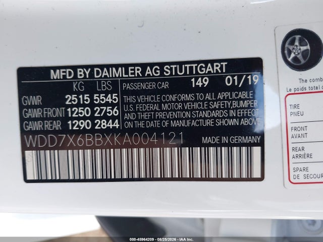 Aukcja sprzedaży 2019 Mercedes-benz Amg Gt 53 4-door Coupe, vin: WDD7X6BBXKA004121, numer aukcji: 45964209
