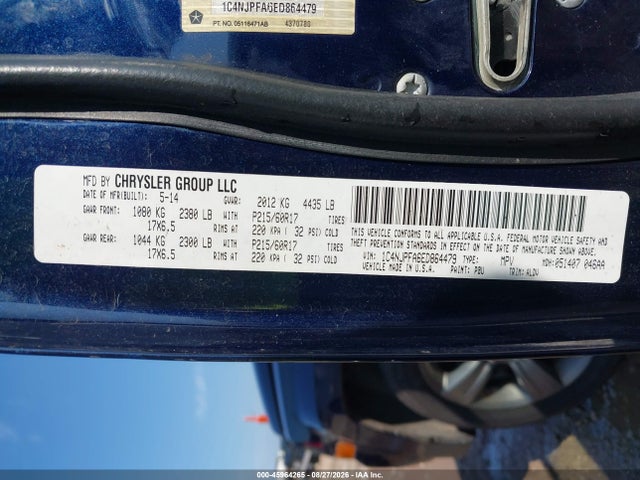 Aukcja sprzedaży 2014 Jeep Patriot High Altitude, vin: 1C4NJPFA6ED864479, numer aukcji: 45964265