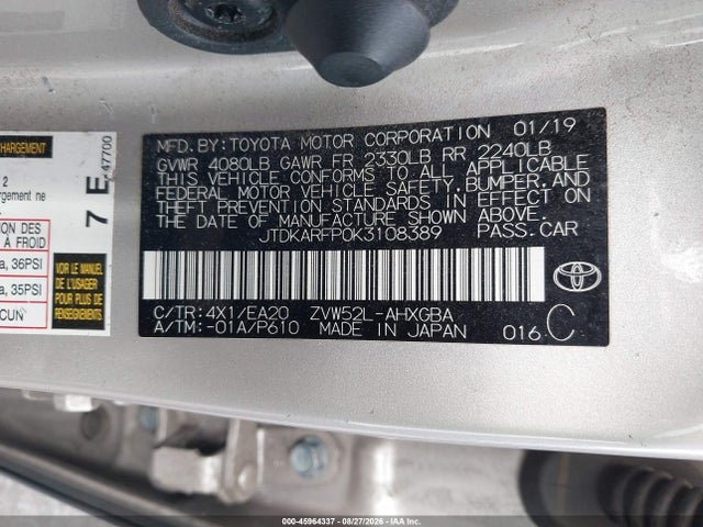 JTDKARFP0K3108389 Toyota Prius Prime Premium