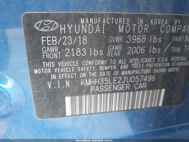 KMHH35LE2JU057496 Hyundai ELANTRA GT
