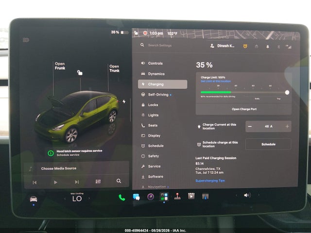45964424 :رقم المزاد ، 7SAYGDEE8PA211842 vin ، 2023 Tesla Model Y Awd/long Range Dual Motor All-wheel Drive مزاد بيع
