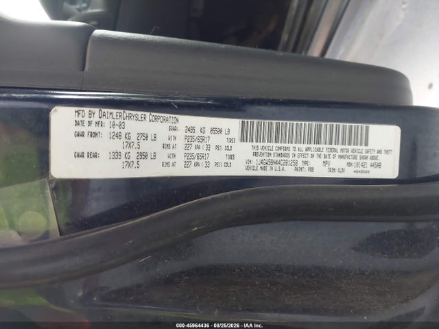2004 Jeep Grand Cherokee Limited მანქანა იყიდება აუქციონზე, vin: 1J4GW58N44C281258, აუქციონის ნომერი: 45964436