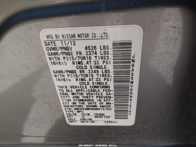 Продаж на аукціоні авто 2013 Nissan Rogue S, vin: JN8AS5MV6DW615760, номер лоту: 45964471