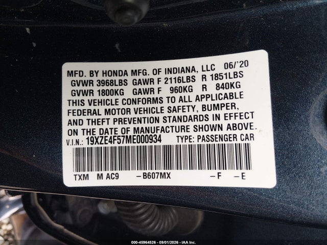 19XZE4F57ME000934 Honda INSIGHT EX
