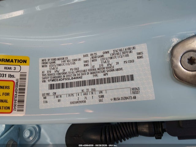 Auction sale of the 2025 Ford Bronco Heritage Edition, vin: 1FMEE4DPXSLB40642, lot number: 45964559