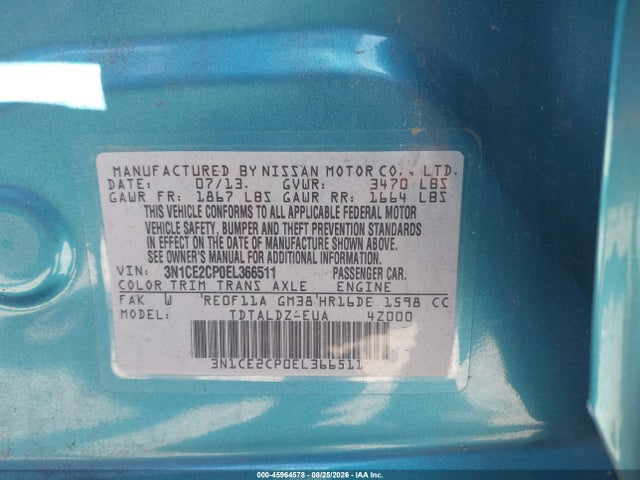 Nissan Versa Note Sv 2014 3N1CE2CP0EL366511 Image 9