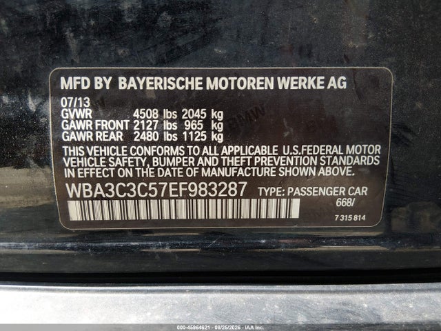 Aukcja sprzedaży 2014 Bmw 320i Xdrive, vin: WBA3C3C57EF983287, numer aukcji: 45964621