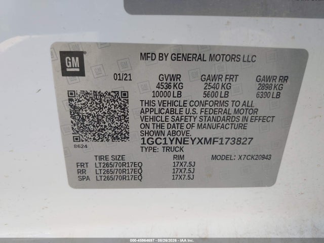 1GC1YNEYXMF173827 Chevrolet Silverado 2500hd 4wd Long Bed Lt