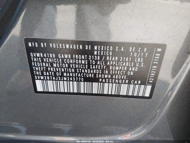3VW2B7AJ3JM243770 Volkswagen Jetta 1.4t S