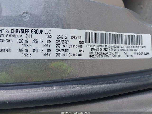 45964727 :رقم المزاد ، 2C4RDGBG5ER471251 vin ، 2014 Dodge Grand Caravan Se مزاد بيع